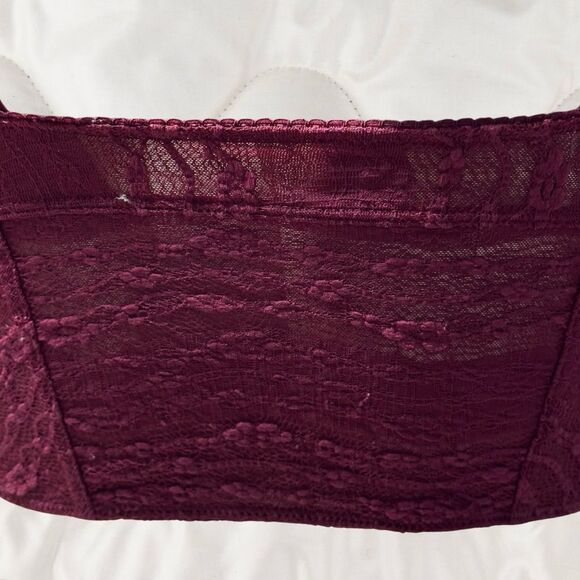 Intimately Free People Bralette S Maroon Stretchy Adjustable Straps Floral - Picture 5 of 7